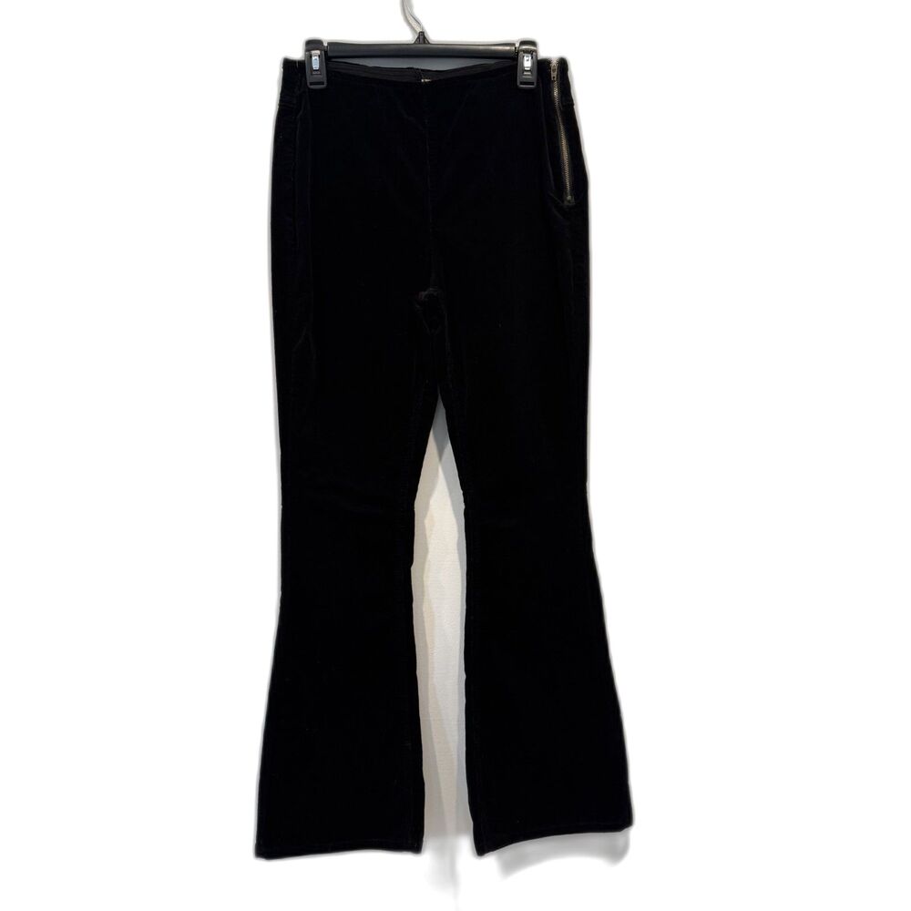 NWT Suzanne Betro Corduroy Flare Pants Luna Black High Rise Side Zip Women sz 8